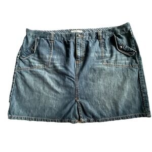 Vintage Y2K Tommy‎ Hilfiger Mini Jean Skirt Washed Denim Women's Size 22 EUC